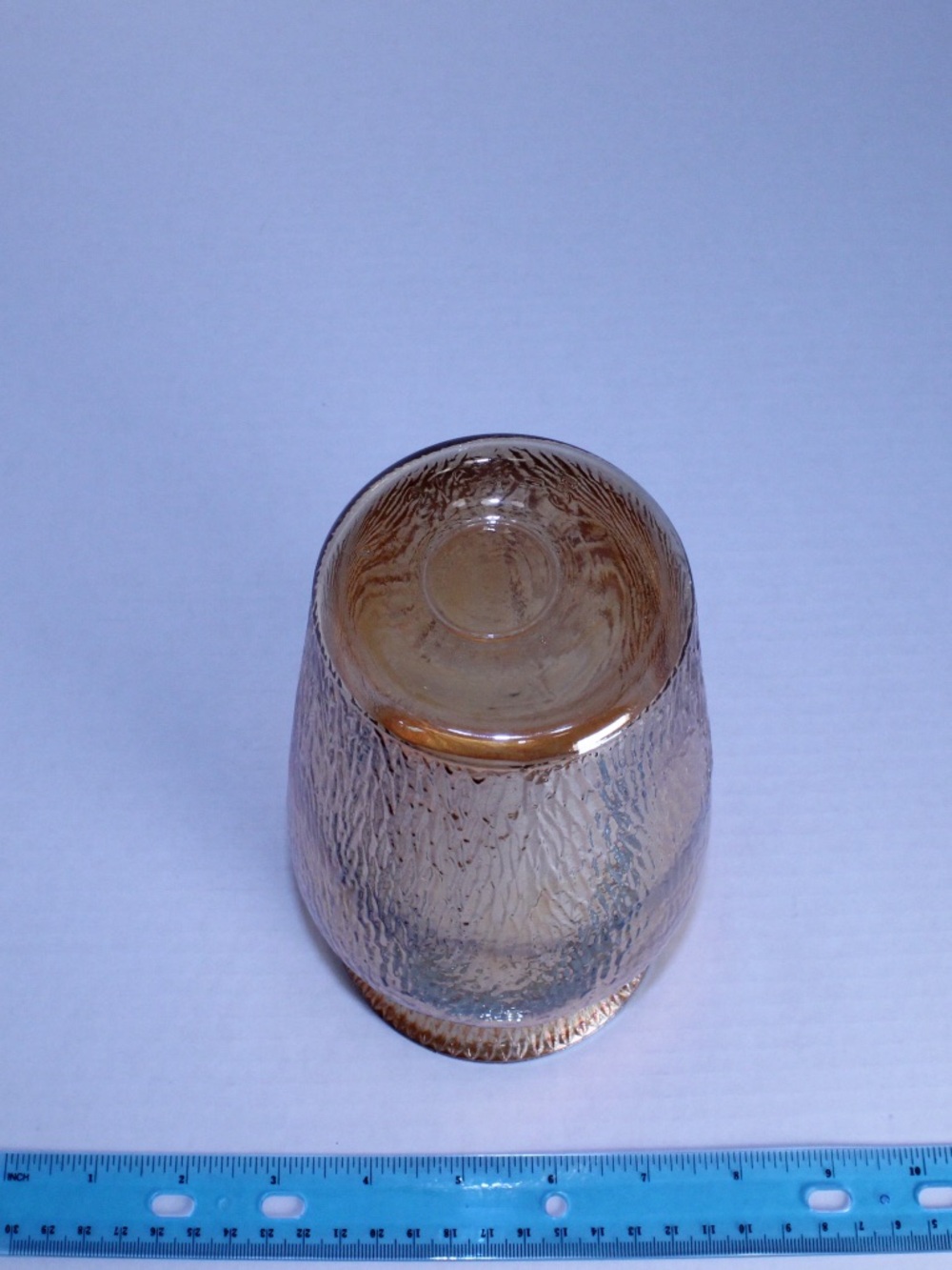 Vintage Jeannette Glass Co Marigold Carnival Glass Vase: Tree Bark pattern